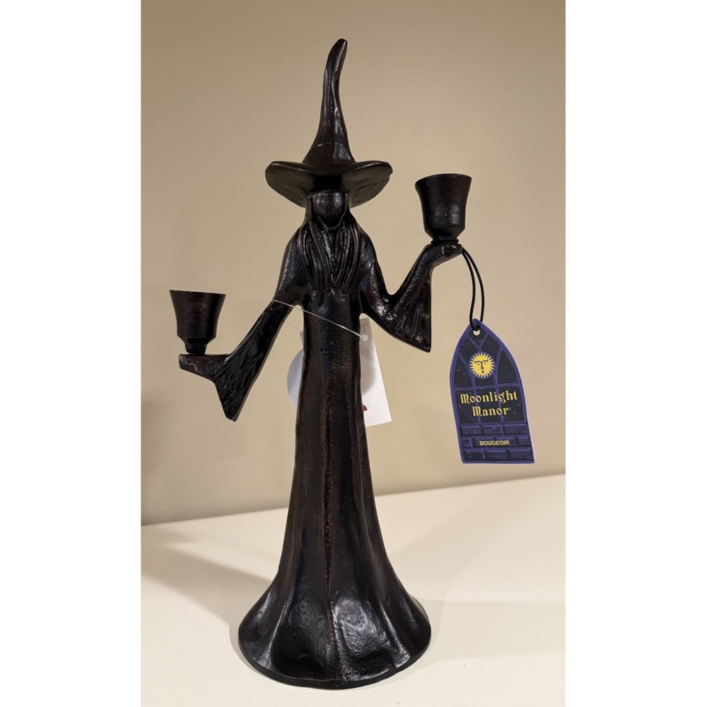Moonlight Manor Halloween Witch Double Taper Candle Holder